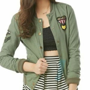 Aeropostale Bethany Mota Green Army Bomber Jacket